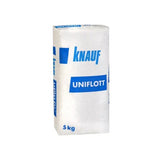 שקית יוניפלוט Knauf UNIFLOTT אורבונד 5 ק"ג – חומר מילוי אבקתי מקצועי למילוי חיבורים בין לוחות גבס, עם תוספים סינתטיים לייבוש מהיר, הידבקות גבוהה וגימור חלק.