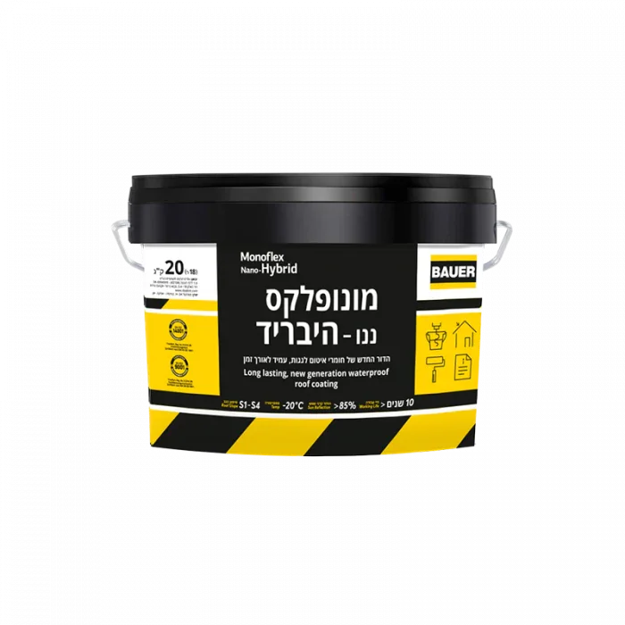 מונופלקס ננו היבריד – חומר איטום לבן לגגות ובריכות בטכנולוגיית ננו, עמיד למים עומדים וקרינת UV, מבית Bauer