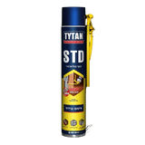 מיכל קצף פוליאוריטן ERGO של TYTAN – קצף איטום, מילוי ובידוד מקצועי בצבע צהוב/כחול, במיכל ספריי ייעודי לעבודות בנייה ושיפוצים.