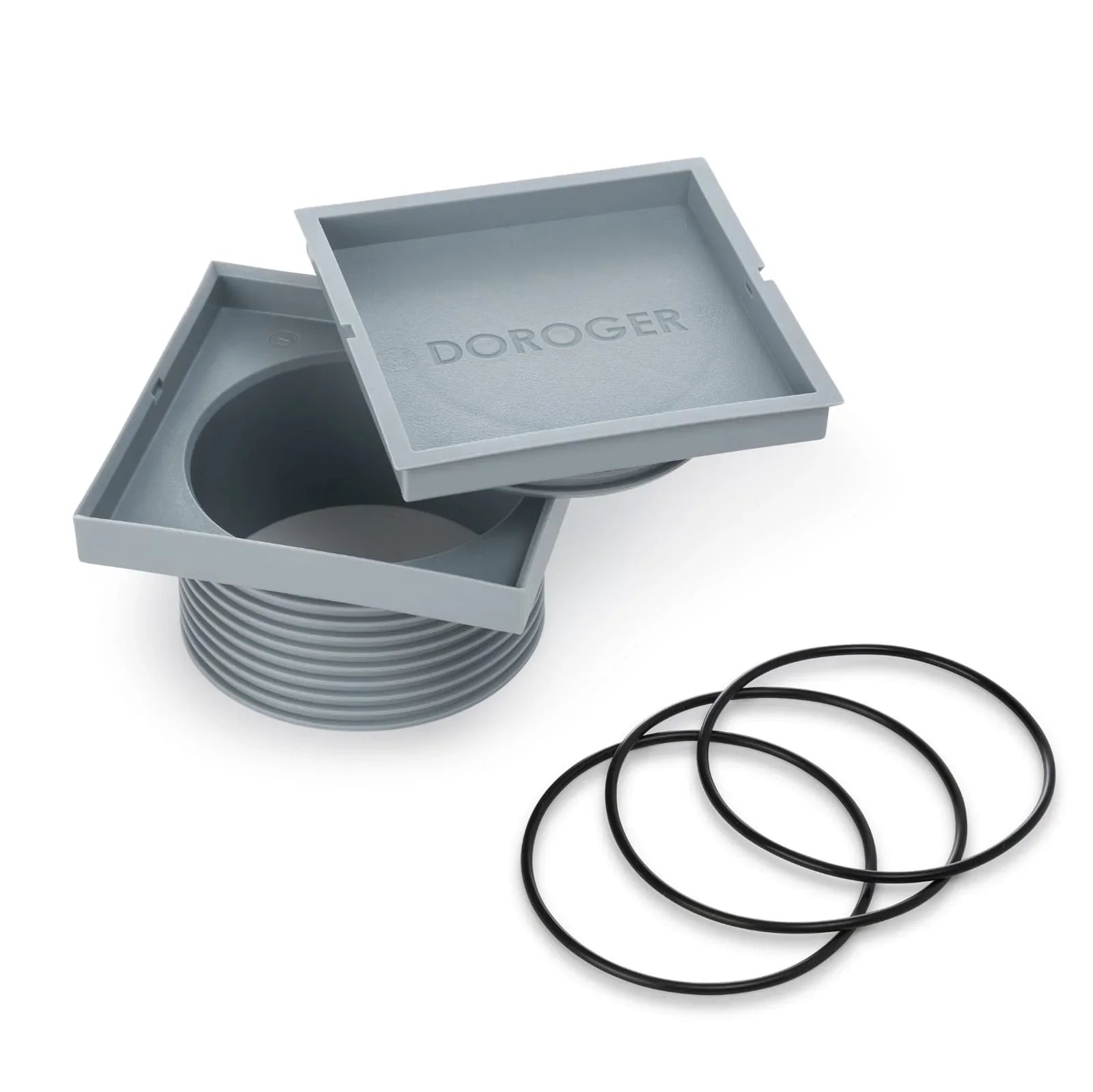 מכסה דקורטיבי לקופסת ביקורת 2.1 DRG DOROGER בצבע אפור – כיסוי ניקוז מודרני מפלסטיק עמיד, מתאים למקלחות ומרפסות, בעיצוב נקי ואסתטי