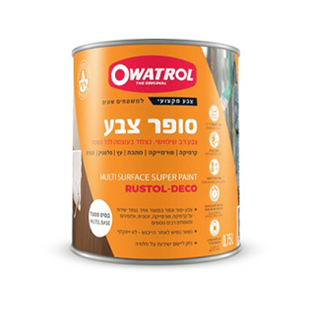 פח סופר צבע Owatrol לצביעה של פורמייקה, קרמיקה, מתכת, זכוכית ופלסטיק – צבע איכותי למשטחים חלקים, ללא צורך בצבע יסוד