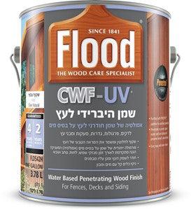 שמן היברידי לעץ אמולסיה CWF UV מבית FLOOD – שמן עץ שקוף עם הגנה מפני UV, לחות ועובש, מתאים לדקים, פרגולות וריהוט חוץ, המדגיש את היופי והטקסטורה הטבעית של העץ