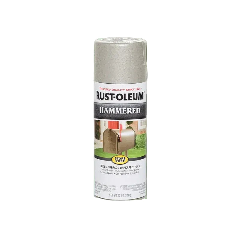ספריי צבע למתכת מרוקע RUST-OLEUM בגימור מרוקע ליישום ישיר על חלודה – ספריי מתכת עמיד לגדרות, ברזל וריהוט גינה.