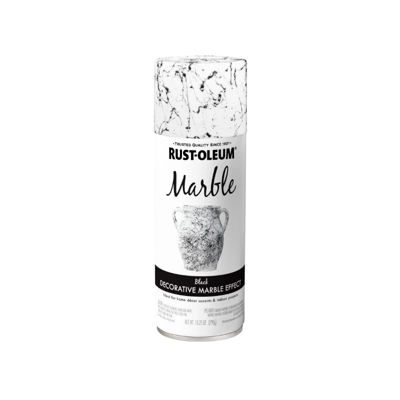 ספריי צבע אפקט שיש Rust-Oleum Marble 290 גרם בגוון שחור או לבן ליצירת מראה עורקי שיש דקורטיבי על משטחים פנימיים