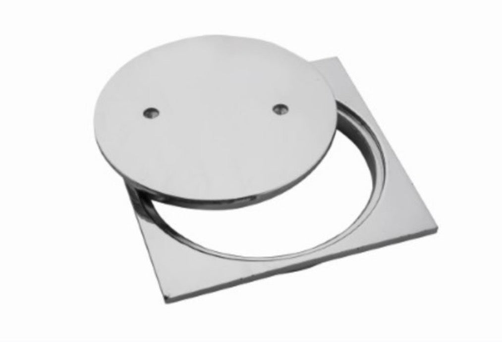 מכסה מונח ללא הברגה 4″ כרום + טבעת מרובעת