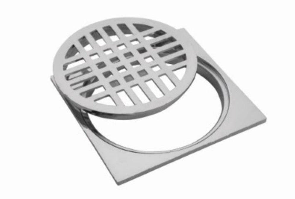 רשת מונחת ללא הברגה 4″ כרום + טבעת מרובעת