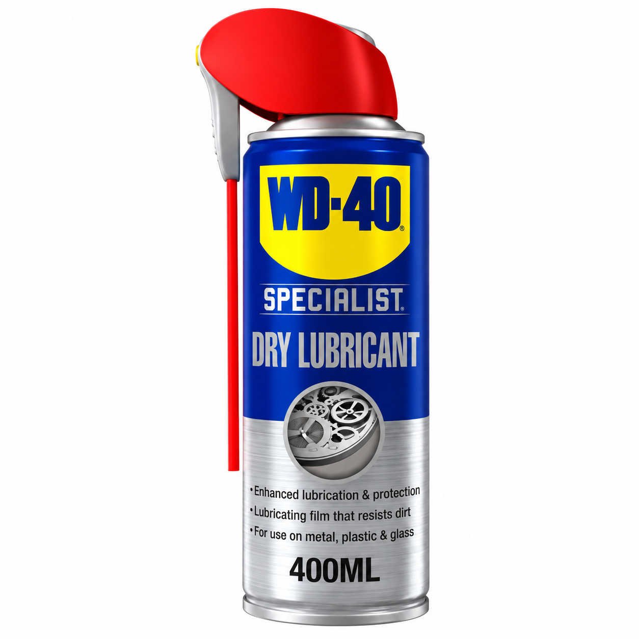 ספריי שימון יבש WD-40 PTFE 400 מ״ל להפחתת חיכוך ושימון נקי ללא משיכת אבק ולכלוך
