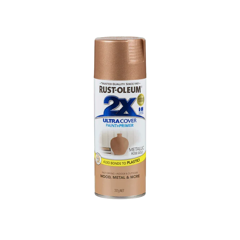 ספריי צבע מטאלי Rust-Oleum 2X – זהב, נחושת, רוז גולד וכסף לצביעה על מתכת, עץ ופלסטיק