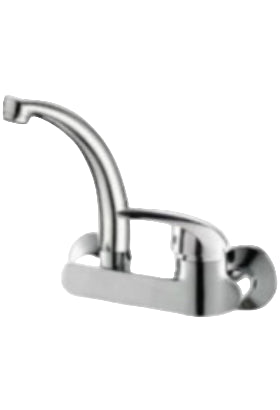 ברז סוללה מהקיר דגם אלה חמת עם פיה ברבור מסתובבת, מנגנון קרמי מתקדם וגימור כרום-ניקל מבריק למטבח ולאמבטיה – עיצוב יוקרתי ועמידות גבוהה